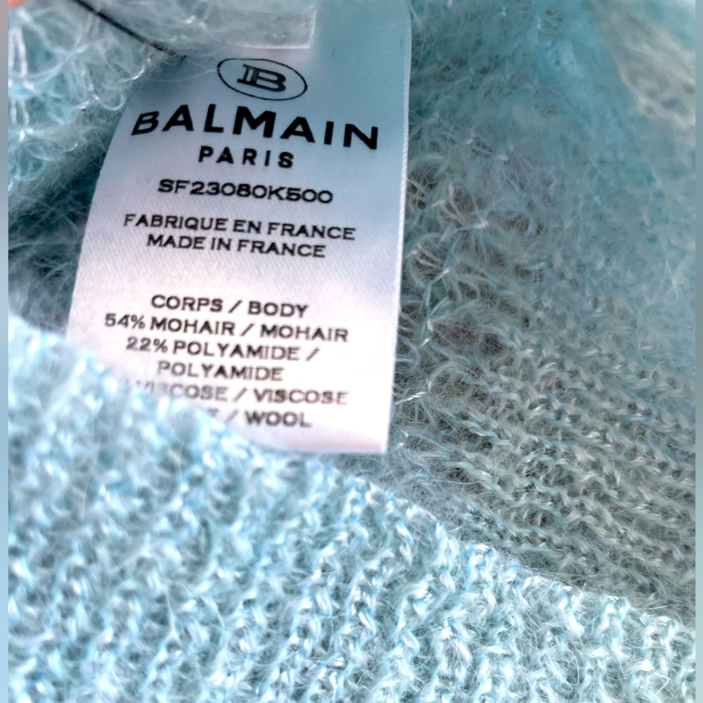 💔 SOLD BALMAIN women blue mohair blend sweater - Picture 5 of 5